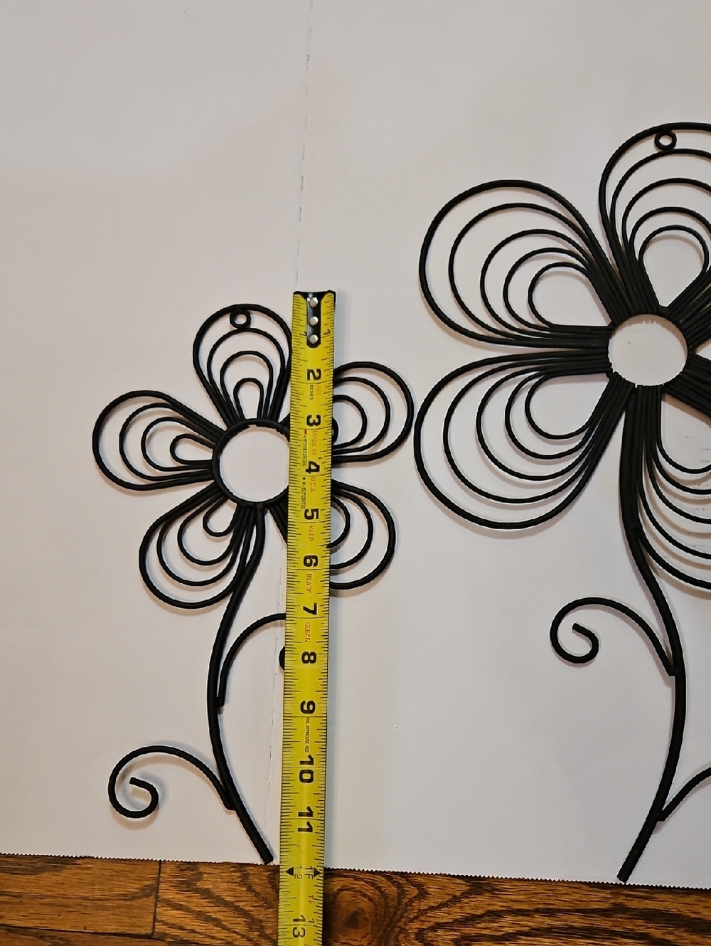 3 Piece Black Floral Metal Wall Decor - Decorative Flower Wall Art - Picture 6 of 8